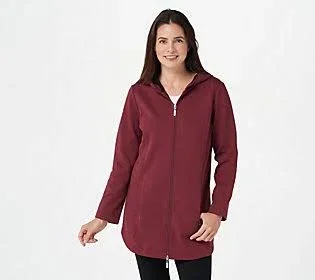 Denim & Co. Active Regular Fleece-Back Jersey Jacket, Size 4X, Wine