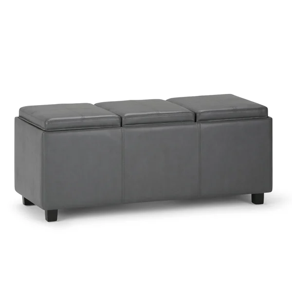 WYNDENHALL Franklin 42 inch Wide Contemporary Rectangle Storage Ottoman Faux Air Leather (Chocolate Brown)