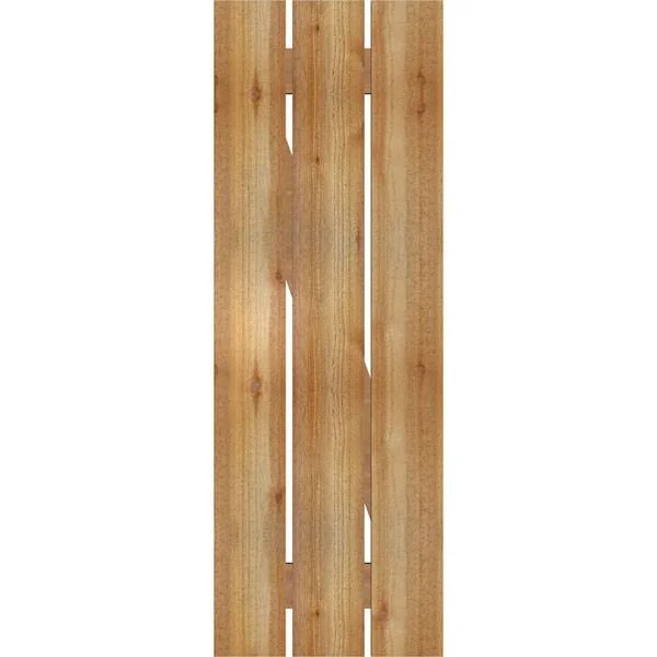 17 1/8x22W x 49x22H TimberCraft Three 5 3/8x22 Boards Spaced Board-n-Batten Shutters w/Z-Bar, Rough Sawn Western Red Cedar (Per
