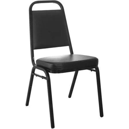 Advantage Series 2pk Stacking Banquet Chair with Fabric and 1.5 inch Padded SEAT - Size: 17.25 x 21.00 x 32.50, Black