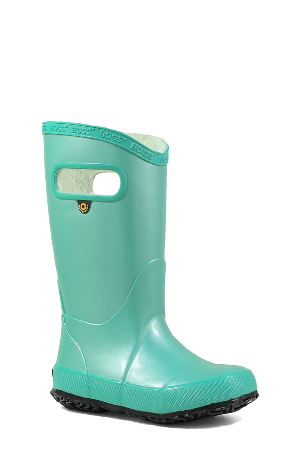 Bogs Kids& Metallic Plush Rainboot - 8 - Turquoise