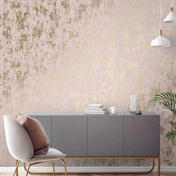 I Love Wallpaper Milan Metallic Wallpaper Blush Pink, Gold