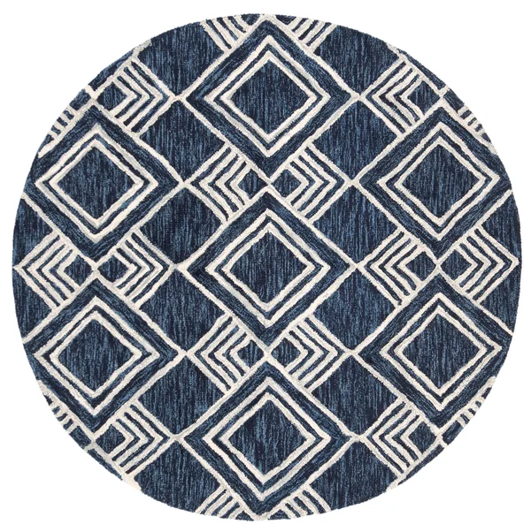 Safavieh Micro-Loop MLP154N 2&3x22 x 7&0x22 Runner Navy - Ivory Area Rug