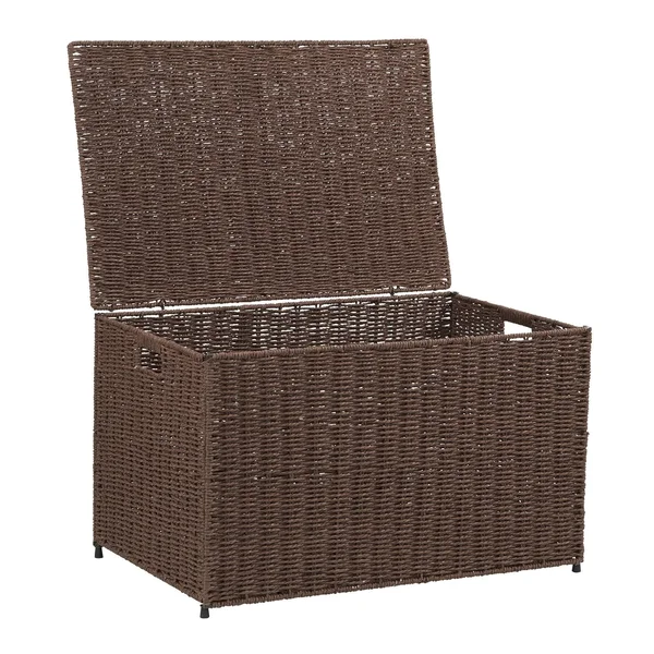 Household Essentials Coffee Large Wicker Storage Chest, Brown