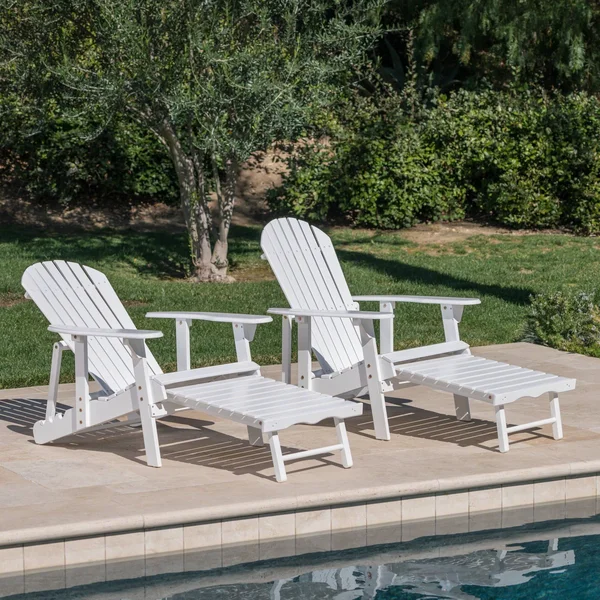 Hayle Reclining Adirondack Chair with Footrest - Set of 2 - Brown