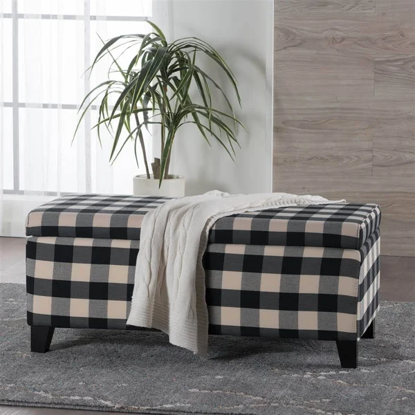 Noble House Breanna Storage Ottoman in Black and Dark Brown