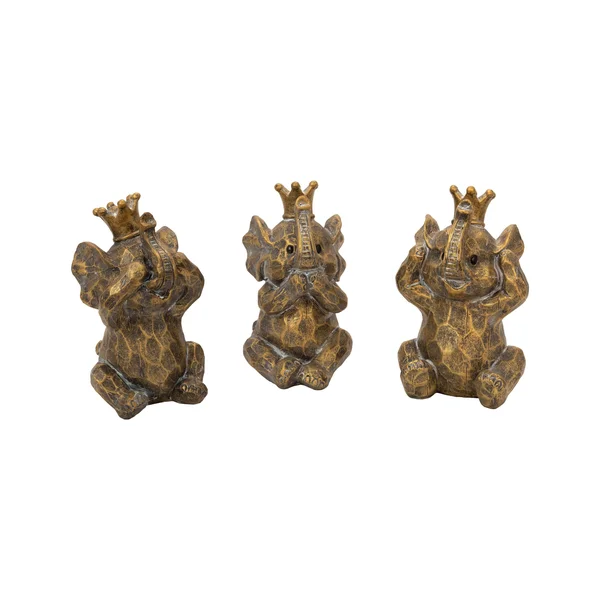 Sagebrook Home 14783 Resin Hear No - See No Speakno Elephants, Gold (Set of 3)