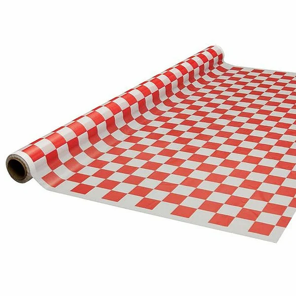 Party Essentials 4015RW Heavy Duty Printed Plastic Banquet Table Roll, 40-Inch by 150-Feet, Red/White