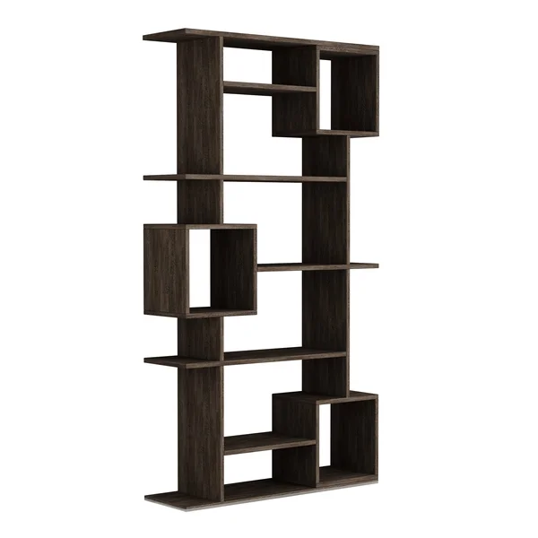 Barrett 10-Shelf Modern Bookcase - Red/Burgundy