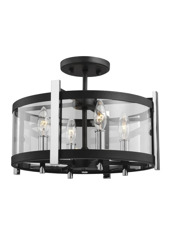 Feiss SF347TXB-CH Broderick Light Semi Flush Mount Textured Black