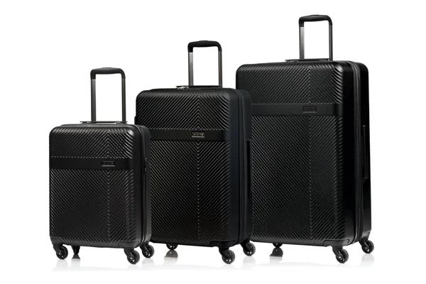 Champs 3-Piece Grid Hardside Luggage Set - Black