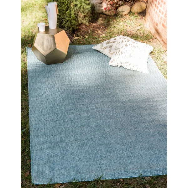 Unique Loom Outdoor Solid Area Rug - 6& x 9& Teal