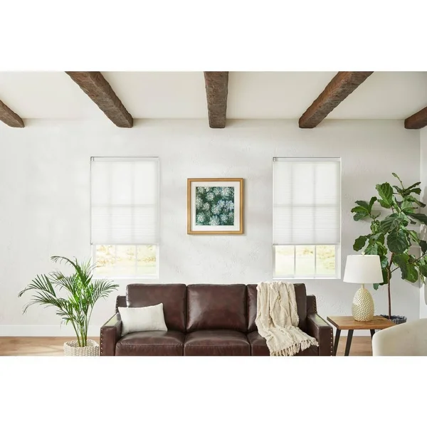 Home Decorators Collection White Cordless Light Filtering Cellular Shade - 39.75 in. W x 48 in. L (Motorization Compatible) - Whi