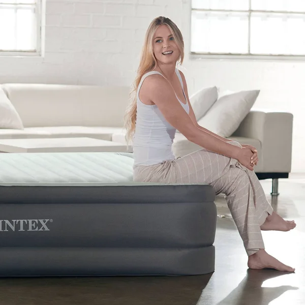 Intex Premaire I Fiber-Tech Elevated Airbed Mattress with Built-in Pump - Queen