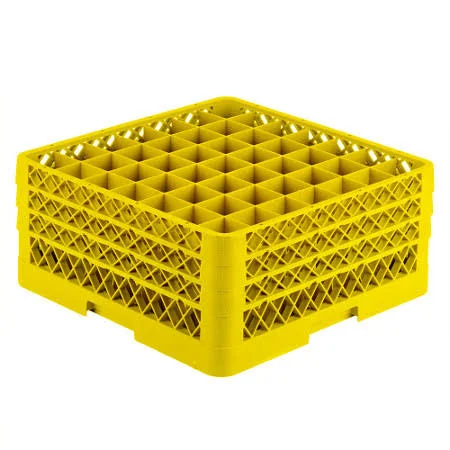 Traex Full Size Yellow 49 Compartment Rack w/ 2 Extenders & Open Extender, Vollrath TR9EEA-08