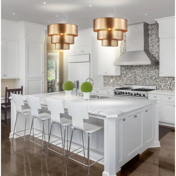 Jonathan Y Lynn 21x22 3-Tier LED Pendant - Gold
