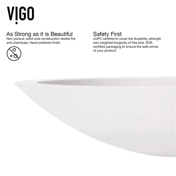Vigo Wisteria Matte Stone Vessel Bathroom Sink Set with Norfolk Faucet VGT1283