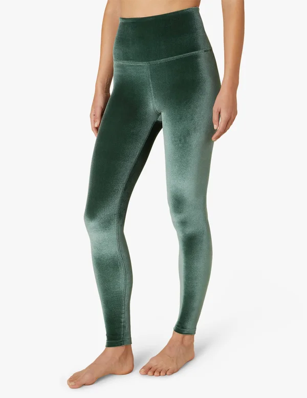 Velvet Motion High Waisted Midi Legging, Beyond Yoga Forest Green, M