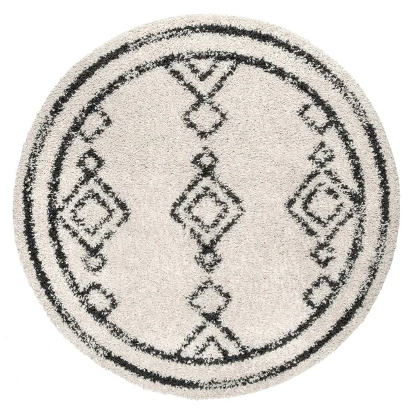 nuLOOM Mackie Moroccan Diamond Shag Off-White 6 ft. Round Rug - Beige