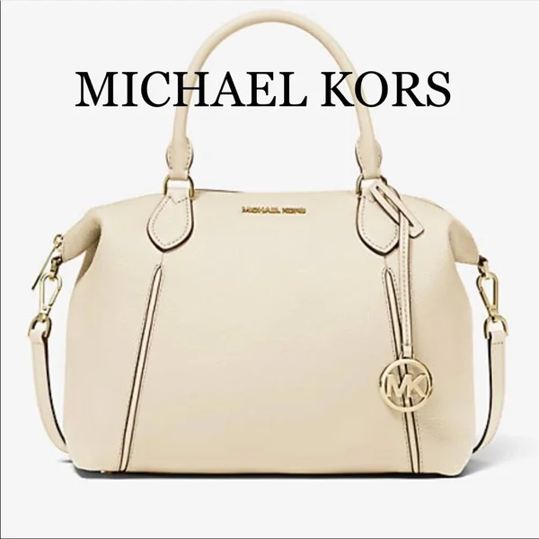 Michael Kors Bags, Michael Kors Lenox Pebbled Leather Satchel, Color: Cream/Gold, Size: Large, Comein_Clutch&s Closet