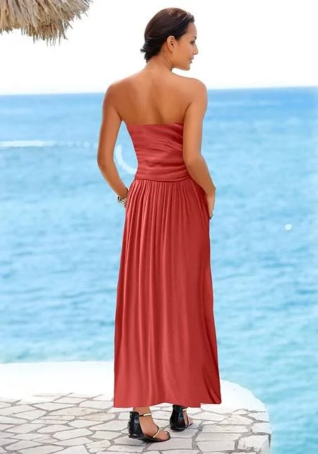 Bandeau Maxi Dress - Rust, Size 6
