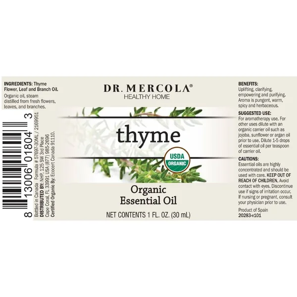 Dr. Mercola Organic Thyme Essential Oil - 1 fl. oz.