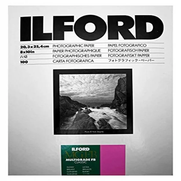 ILFORD MULTIGRADE IV FB Fiber - Bu0026W negative paper - fiber - glossy - variable grade - 8 in x 10 in - 100 sheets