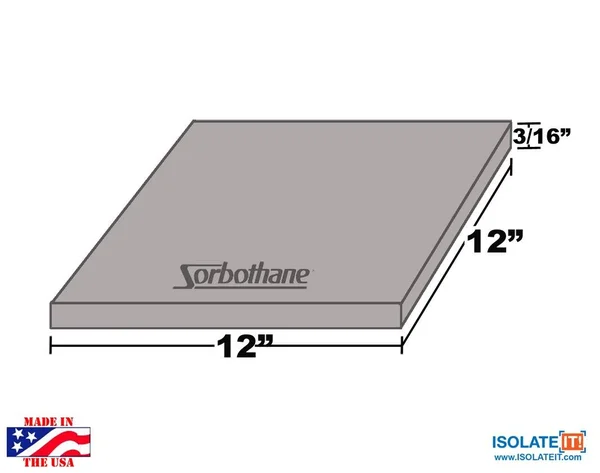 Sorbothane 12 x 12 Sheet Stock 0.188x22 -- 3/16x22 -- 4.775mm - 40