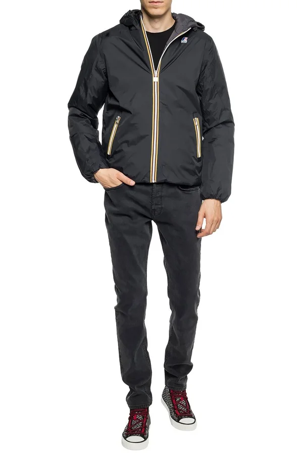 K-Way Jacques Thermo Plus Double Waterproof Reversible Jacket (Baby) Black-Grey A A64 - Mens Clothi
