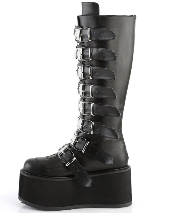 Demonia - Damned-318 9, Black Vegan Leather