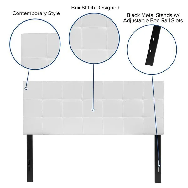 Alamont Quilted Tufted Upholstered Full Size Headboard in White Fabric