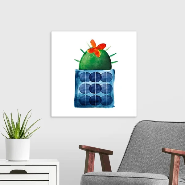 Colorful Cactus VIIII - Large Solid-Faced Canvas Wall Art Print, Great Big Canvas