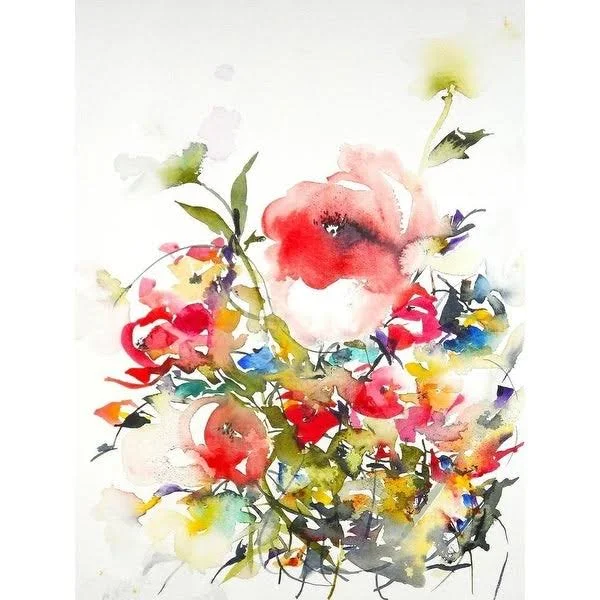 Easy Art Prints Karin Johannesson's 'Summer Garden One' Premium Canvas Art - 24 x 18 - Brazilian Barnwood Frame