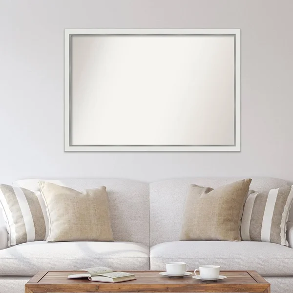 Choose Your Custom size - 34-in SIDE, Eva White Silver Narrow Framed Wall Mirror - 41 x 34-Inch