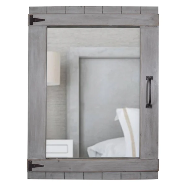 FirsTime & Co. Weathered Barn Accent Wall Mirror 32x22 x 24x22 Rustic Gray