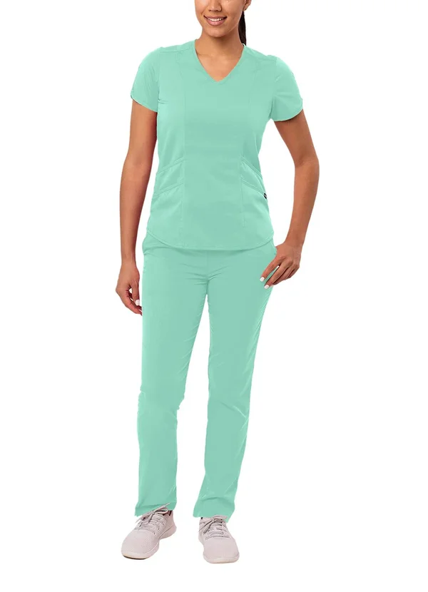 Adar Pro Core Classic Scrub Set for Women - Tailored V-Neck Scrub Top & Tailored Yoga Scrub Pants