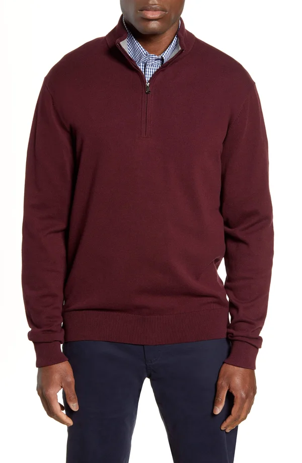 Men's Big & Tall Cutter & Buck Lakemont Half Zip Sweater - 4XB, Bordeaux