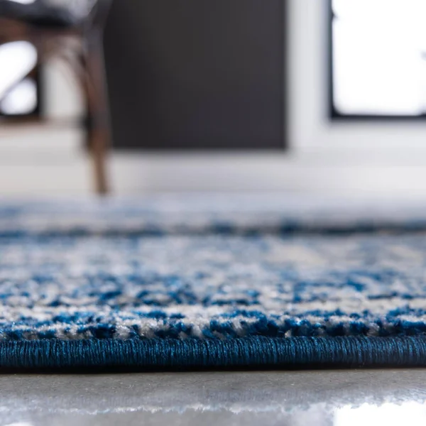 Rugs.com Dover Collection Rug 9& x 12& Navy Blue Low-Pile Rug Perfect for Livi