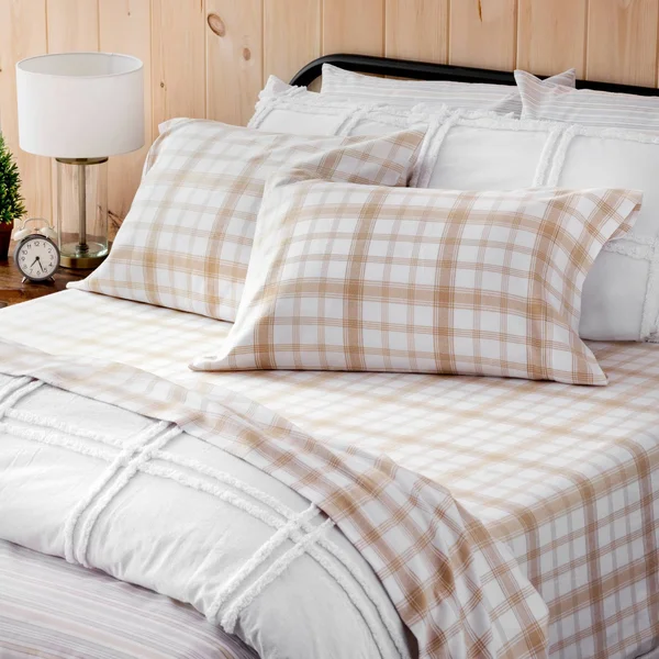 Twin Durham Plaid Flannel Sheet Set Khaki - Martha Stewart