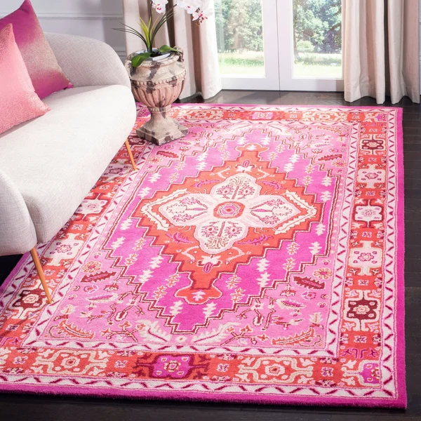 Safavieh 8& x 10& Bellagio BLG545A Red Pink Ivory Rug