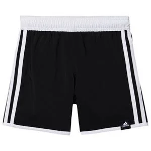 Boys Adidas Black/White 3 Stripe Swim Shorts - Black