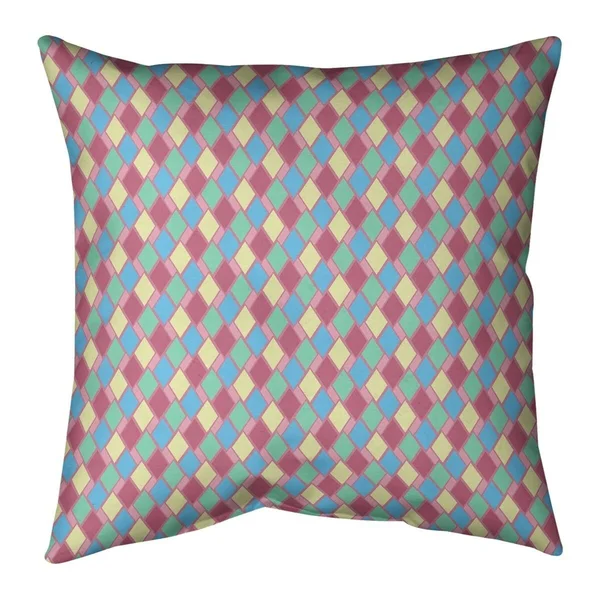 Multicolor Retro Diamonds Throw Pillow - 20 x 20 - Blue Multicolor - Cotton