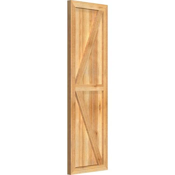Ekena Millwork 16-7/8 in.W X53 in.H TimberCraft Five 3-3/8 in. Framed Board and Batten Shutters with Z-Bar Rough Sawn Western Re