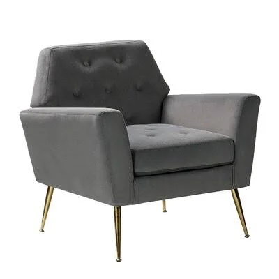 Aevah 30.5x22 W Tufted Velvet Armchair Mercer41 Fabric: Grey Velvet