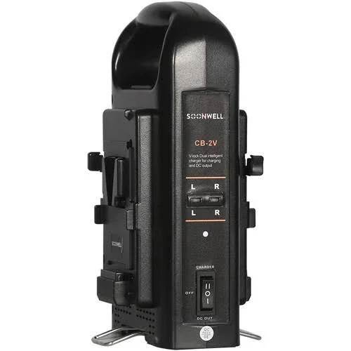 SOONWELL Dual Simultaneous Battery Charger with 4-Pin XLR Output V-Mount AC - Chemistry Li Ion, 2 Position, 60W, Carry Handle DC