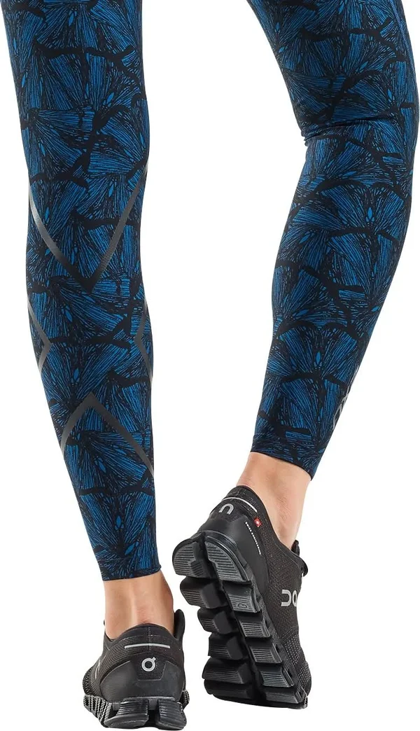 2XU Print Mid Rise Women's Compression Tights - Blue - Medium