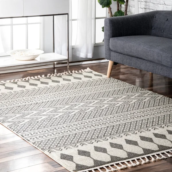 nuLOOM Terra Tribal Outdoor Rug, 6& 7x22 x 9&, Beige