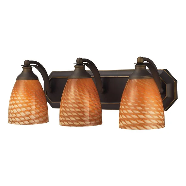 Elk Lighting 570-3B-FR 3 Light Vanity in Aged Bronze & Fire Red Glass