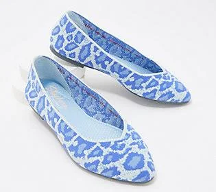 Skechers Animal Print Washable Knit Slip-Ons-Cleo Claw-Some, Size 8 Wide, Light Blue