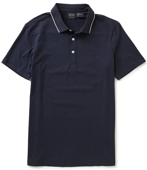 Armani Exchange Short Sleeved Polo T Shirt - Blue - Polo Shirts
